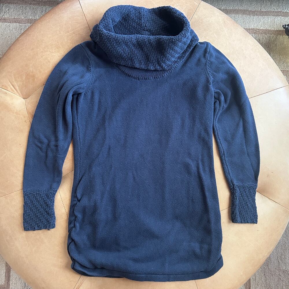 Y2K Calvin Klein Cowl Neck Cotton Tunic Sweater Ruched Minimalist Academia M